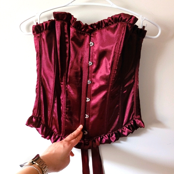 Women's Burgundy Corset / Bustier Set - Picture 1 of 11